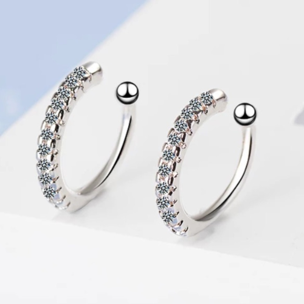 New 925 Sterling Silver Zircon Ear Cuff Earrings